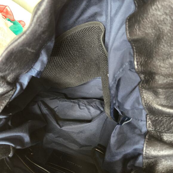 Cole Haan Stagedoor Studio hobo tote leather drawstring bag large black - Picture 11 of 17